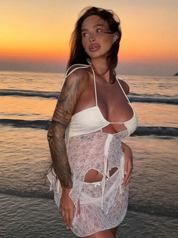See Through Lace Mini Knit Set Secondary image