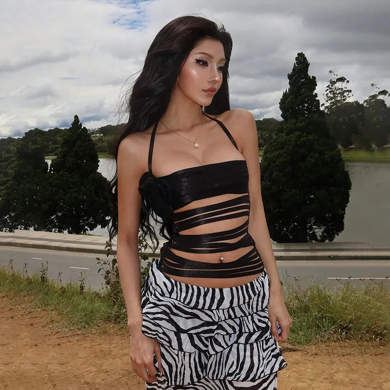 Solid Applique Backless Y2K Cami Top Secondary image