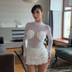 Mesh Patchwork Flower Mini Knit Set