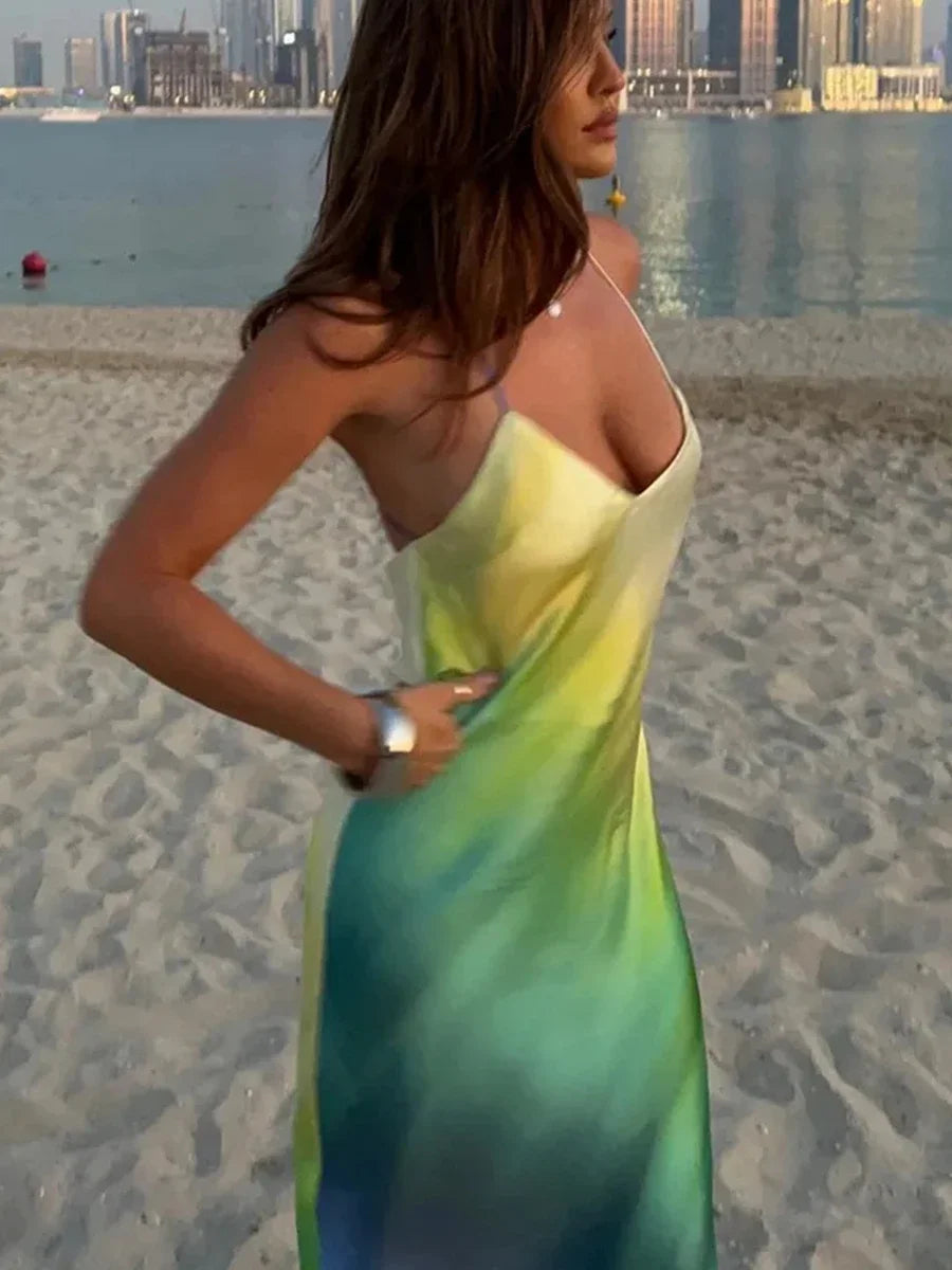 Gradient Cami V-neck Backless Maxi Dress Secondary image