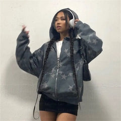 Star Graphic Grunge Hoodie