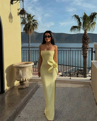 Mermaid Strapless Slit Prom Party Dress