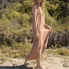 Spaghetti Strap Casual Cotton Midi Dress