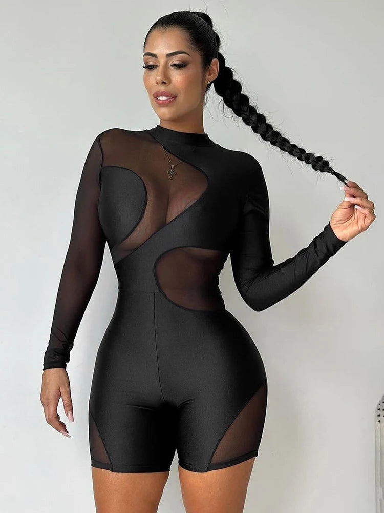 Patchwork Full Sleeve Fitness Romper Main image
