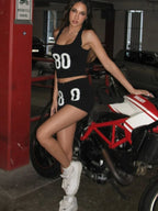 Sporty Print Backless Knit Set