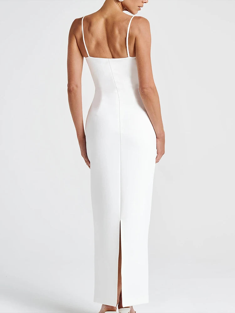 Slit Pearl Strap Patchwork Midi Dress Secondary image