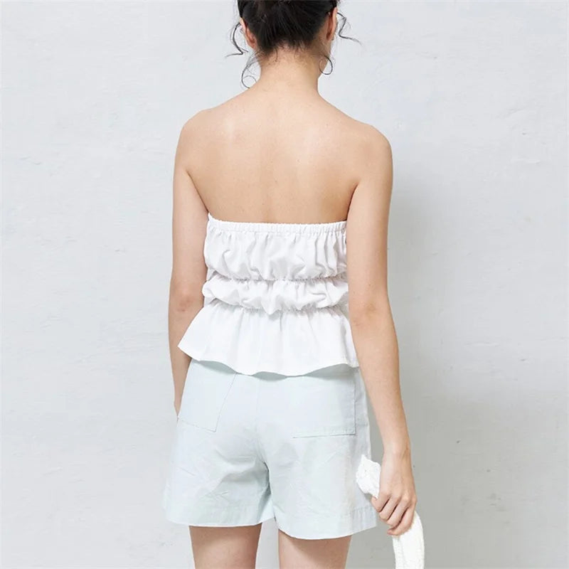 Solid Ruched Tie Up Tube Strapless Secondary image