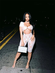 Lace See Through Black Bodycon Romper