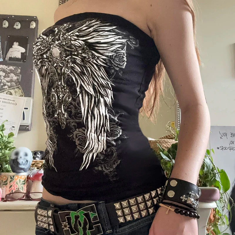 Gothic Graphic Print Tube Strapless Main image