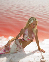 Flower Print Halter Neck Cover-ups Three Piece Swim Sets