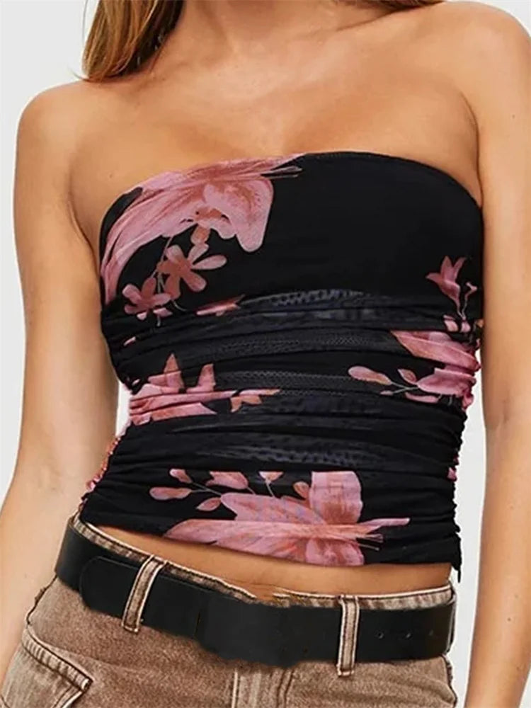 Floral Off Shoulder Aesthetic Strapless Main image