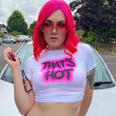 Y2K Letter Print Gothic Short Sleeve Crop Top