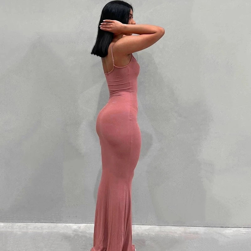 Satin Backless Bodycon Maxi Slip Dress Secondary image