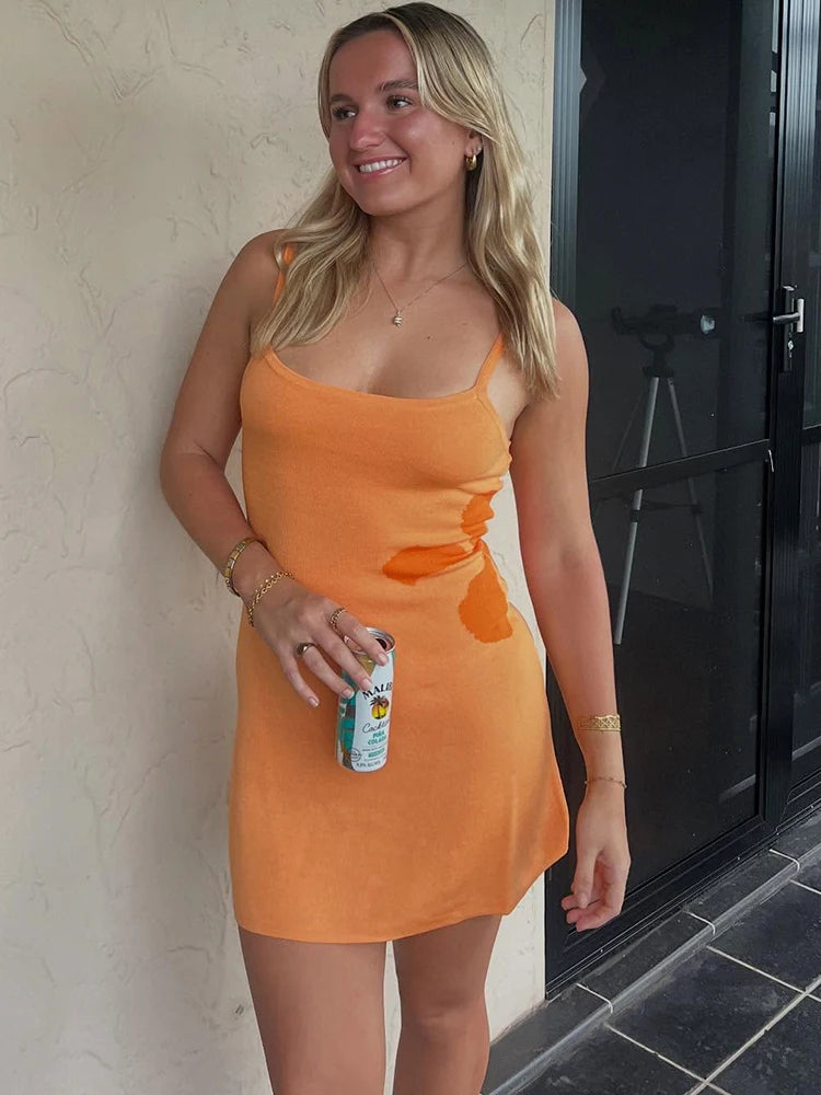 Knit Print Backless Spaghetti Mini Dress Secondary image