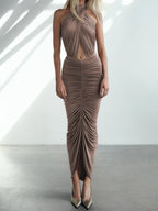 Hollow Out Backless Slim Maxi Dress