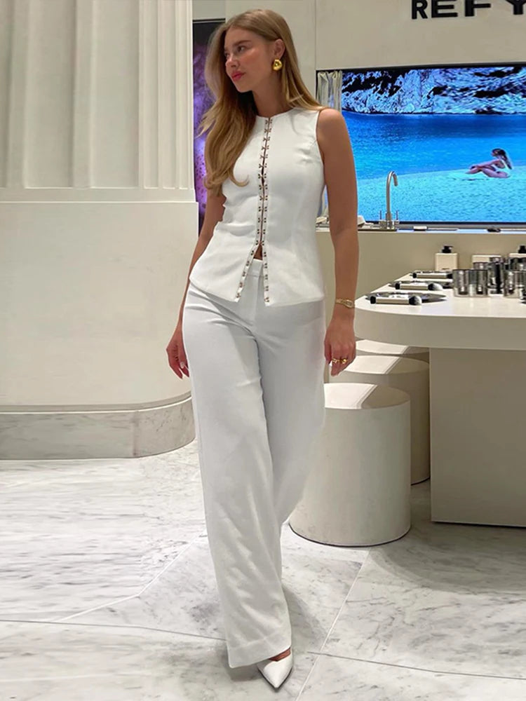 Sleeveless Vest Straight Pant Suit Secondary image