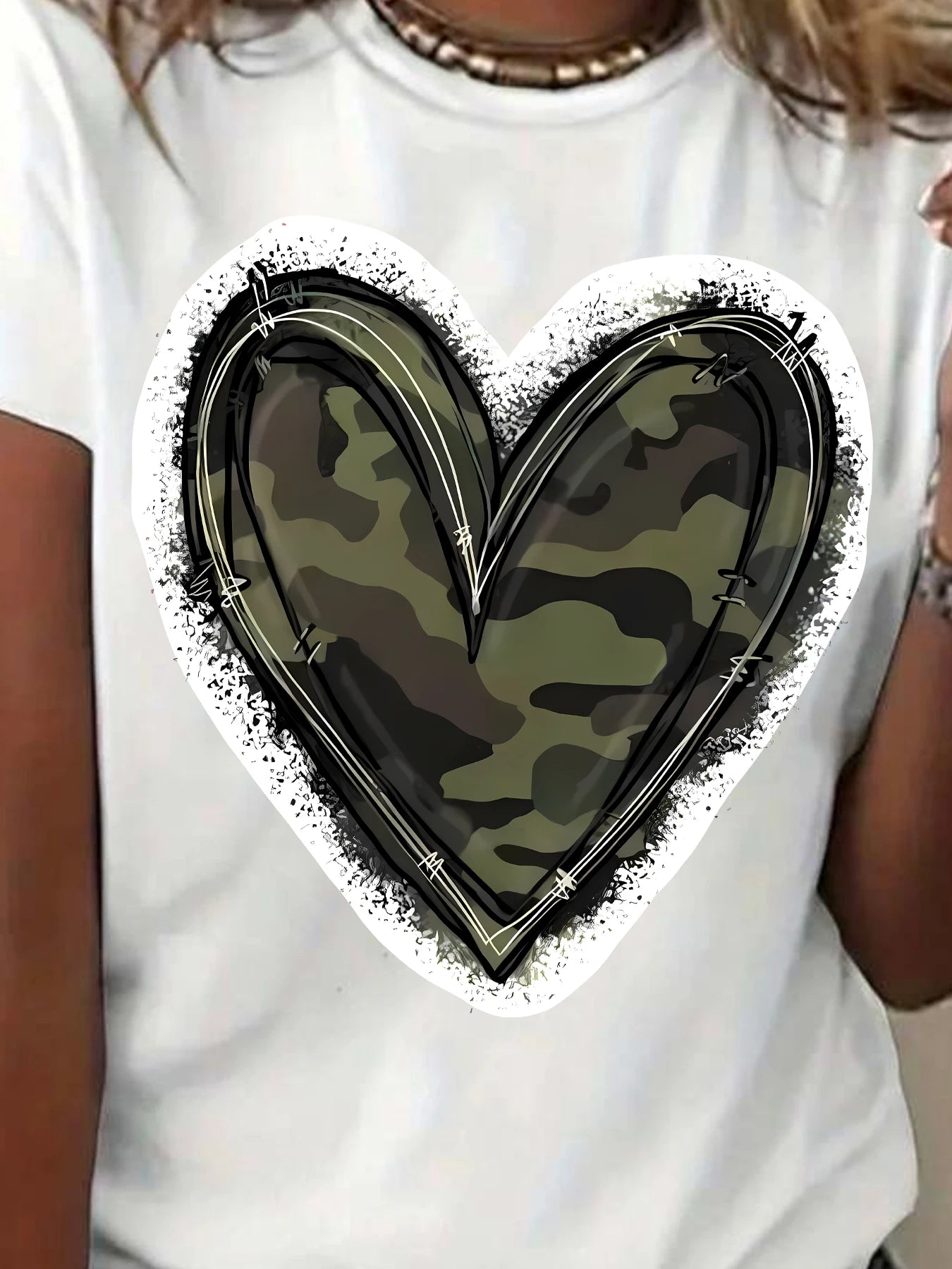 Camouflage Love Print Elastic T-shirt Main image