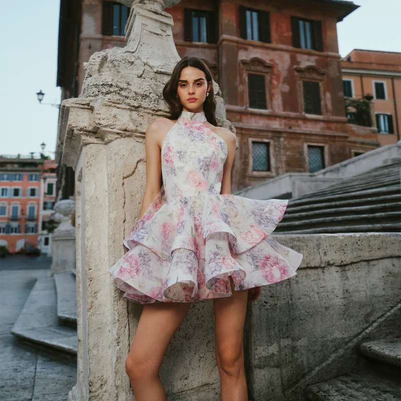 Hem Stacking Sleeveless Floral Dress Main image