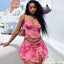 Pink Mesh Sheer Ruffle Mini Two Piece Skirt Set