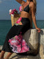 Flowers Skirt Halter Bather  Three Piece Swim Sets