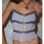 Sheer Mesh Lace Strap V Neck Cami Top