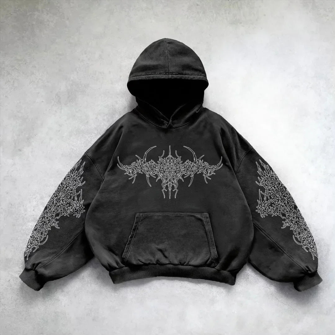 Oversized Gothic Print Hoodie Secondary image