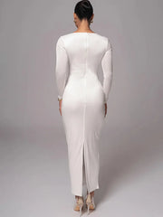 Hollow Long Sleeve Bodycon Midi Dress