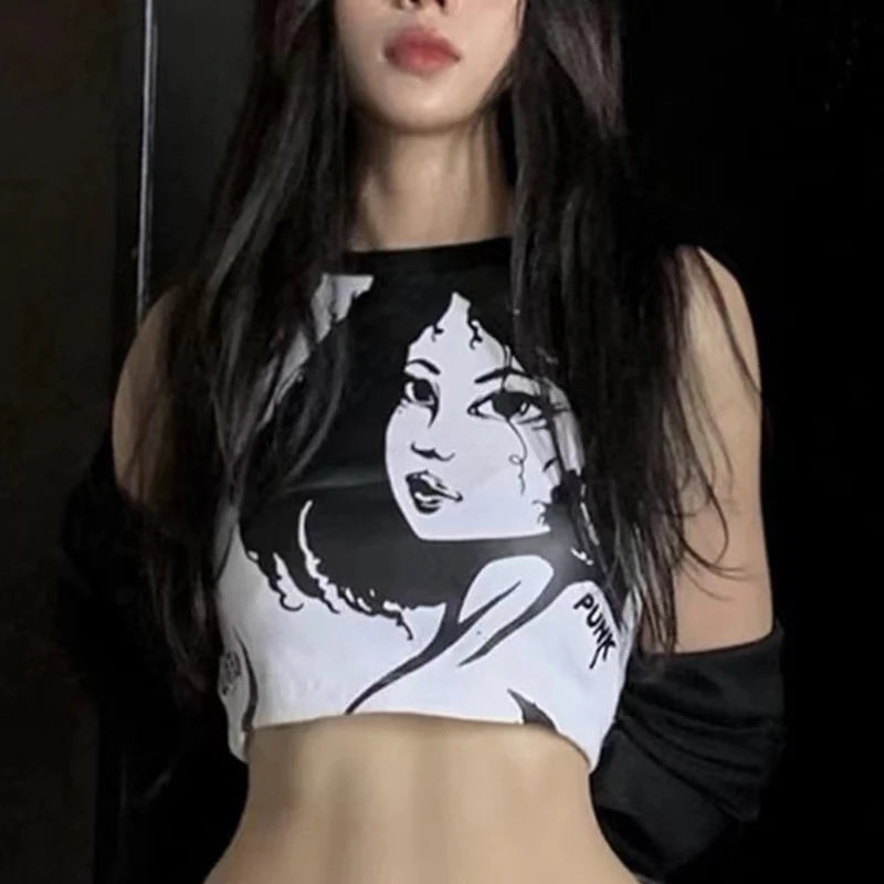 Y2K Vintage Portrait Print Sleeveless Cami Top Secondary image