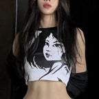 Y2K Vintage Portrait Print Sleeveless Cami Top
