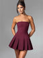 Strapless Bow Ruffle Elegant Gothic Mini Dress