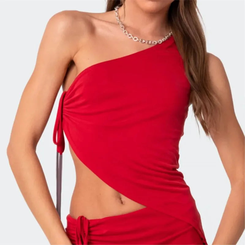 One Shoulder Wrinkled Sleeve Cami Top Secondary image