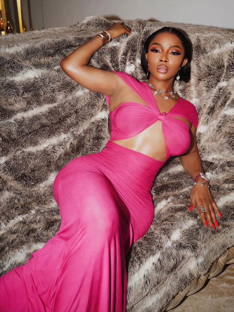 Hollow Ruched Off Shoulder Maxi Dress Secondary image