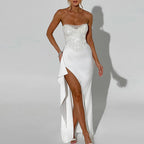 Sequin Strapless High Slit Maxi Party Dress