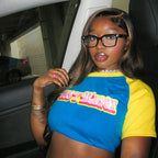 Color Clash Round Neck Spice Girls Crop Top