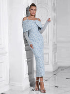 Off-Shoulder Mesh Floral Slim Long Lace Dress