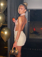 Leopard Print Shirring Ruched Backless Cami Top