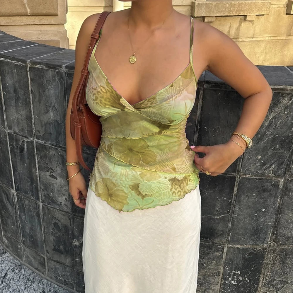 Vintage Y2K Floral Boho Cami Top