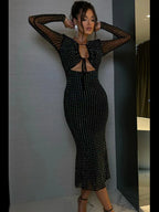Sequin Sparkle  Backless Midi Dress