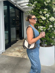 Denim Deep V-neck Backless Halter Lace-up Cami Top