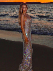 Sequin Diamonds Fishtail Maxi Dress