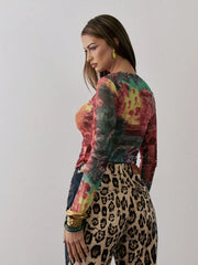 Mesh Tie Dye Sheer Top