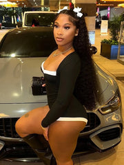 White Edging Square Neck Romper