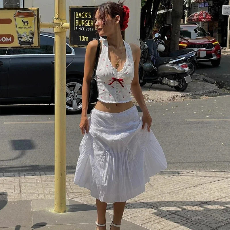Korean Fashion Print Slim Fit Halter Cami Top Secondary image