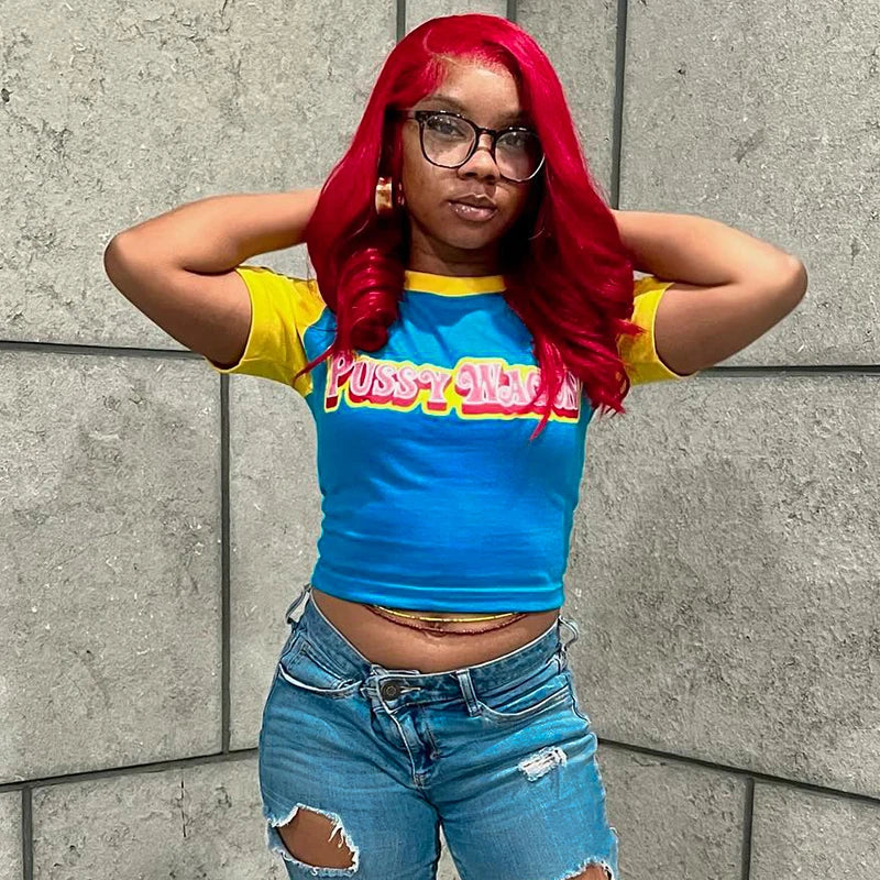 Color Clash Round Neck Spice Girls Crop Top Secondary image