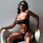 Cut-Out Black  One Piece Swimwear