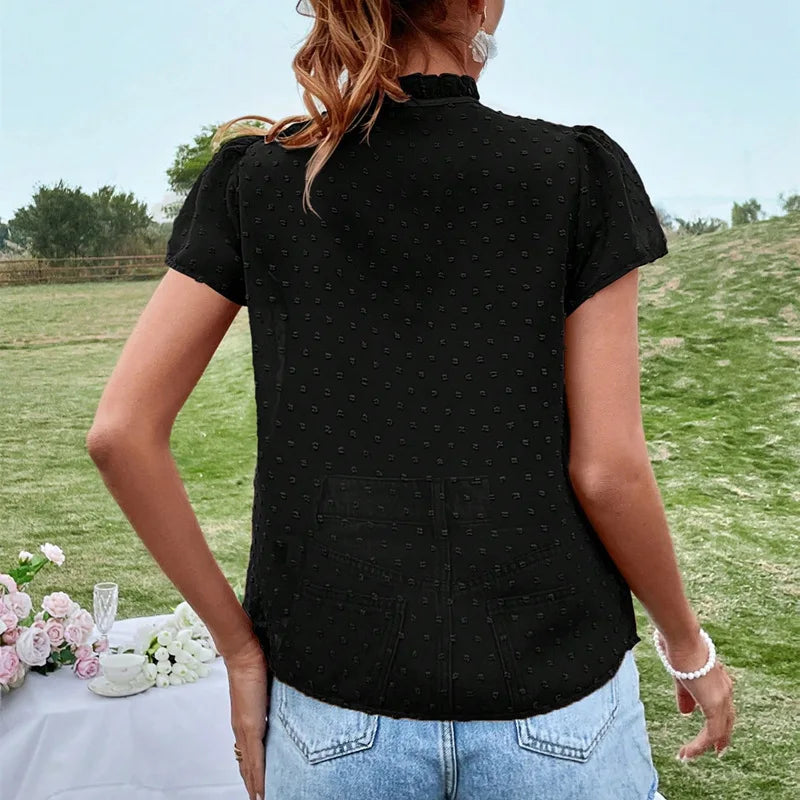 Summer Office Casual Bow Tie Collar Blouse Secondary image