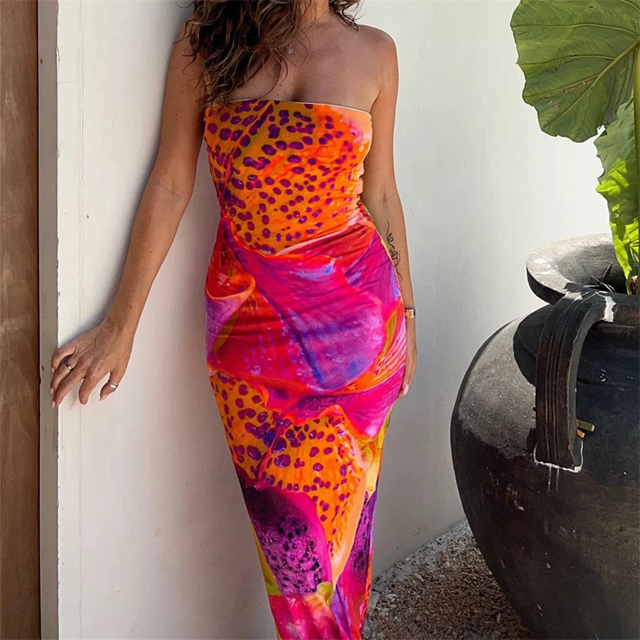 Leopard Print Strapless Maxi Dress Main image