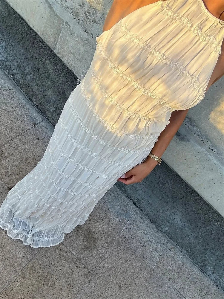 Patchwork Lace-up Beach Maxi Dress Secondary image