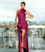 Modern Flower Straight Halter Long Silk Dress