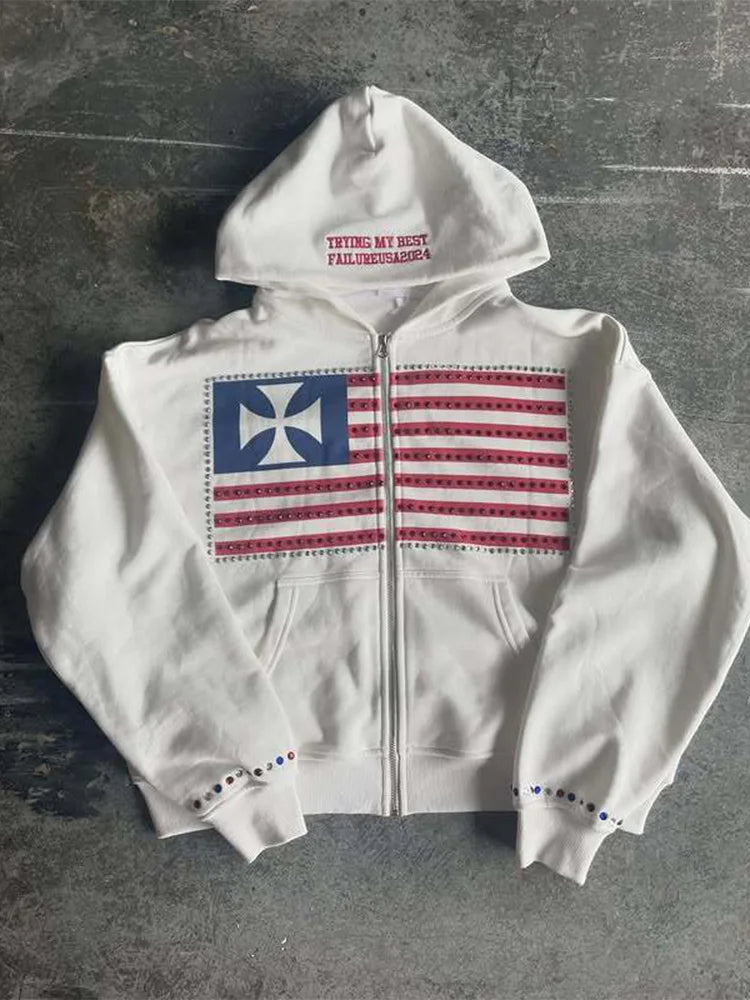 Minimalist Flag Patchwork Hoodie Main image